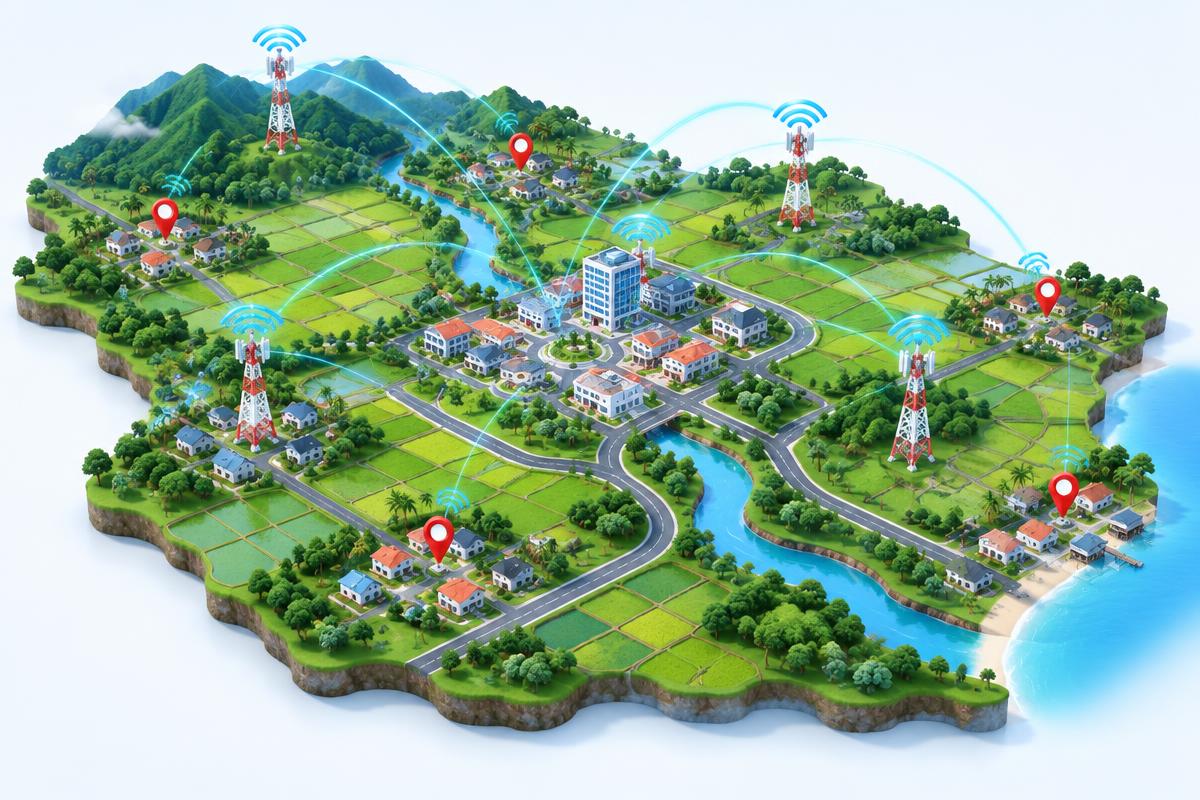 Ilustrasi area cakupan jaringan JIPOSNET